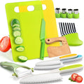 Kids Cooking Set Toys Montessori Kitchen Tools for Toddlers Kids Safety Plastic Knife Set With Cutting Board for Real Cooking