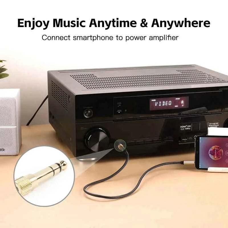 liulz Jack 6.5 6.35mm Male Plug to 3.5mm Female Connector Gold Plating Headphone Microphone AUX Audio Plug