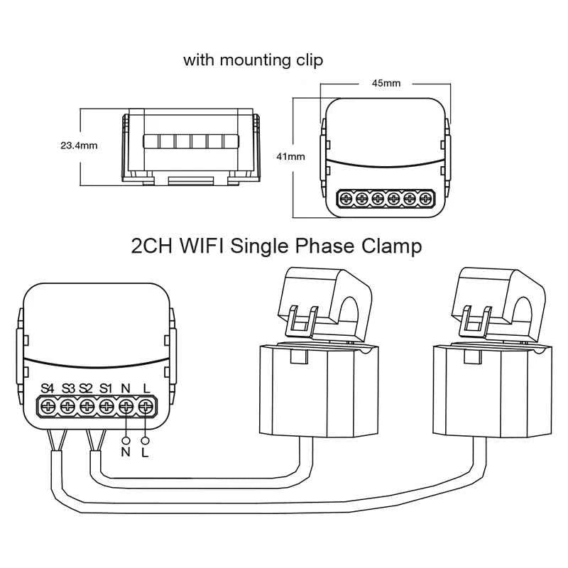 Tuya Smart Energy Meter WIFI Bidirection 2 Channel with Current Transformer Clamp App Monitor Power 80A 110V/240V