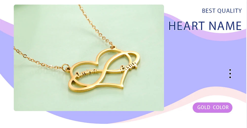 Infinite Symbol Personalized Necklace Name Heart Custom Chain Family Gift For Women Men Couple Friend Stainless Steel Jewelry