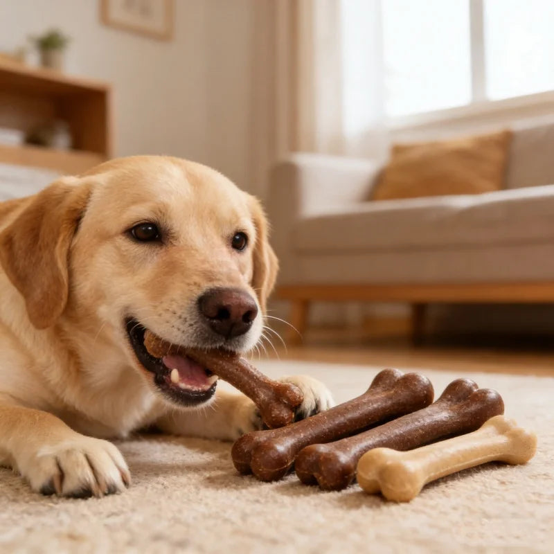 Durable Beef-Flavored Dog Chew Bone for Teeth Cleaning