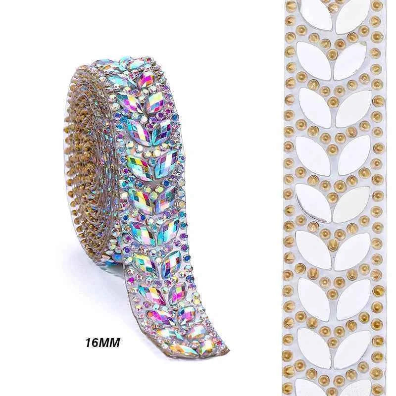 Ducrystal 1Yard Motif Rhinestone Chain AB Color Horse eye Crystal Rhinestone Ribbon for DIY Shoes, bags, Dresses Decoration