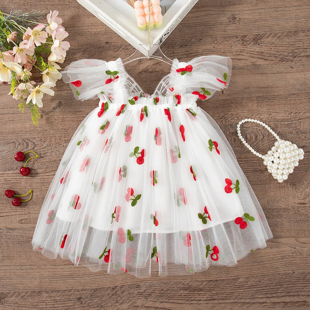 Girls' Dress Summer Floral Mesh Baby Girls Dress Adorable Wedding Flower Girl Dress Baby Girl Clothe