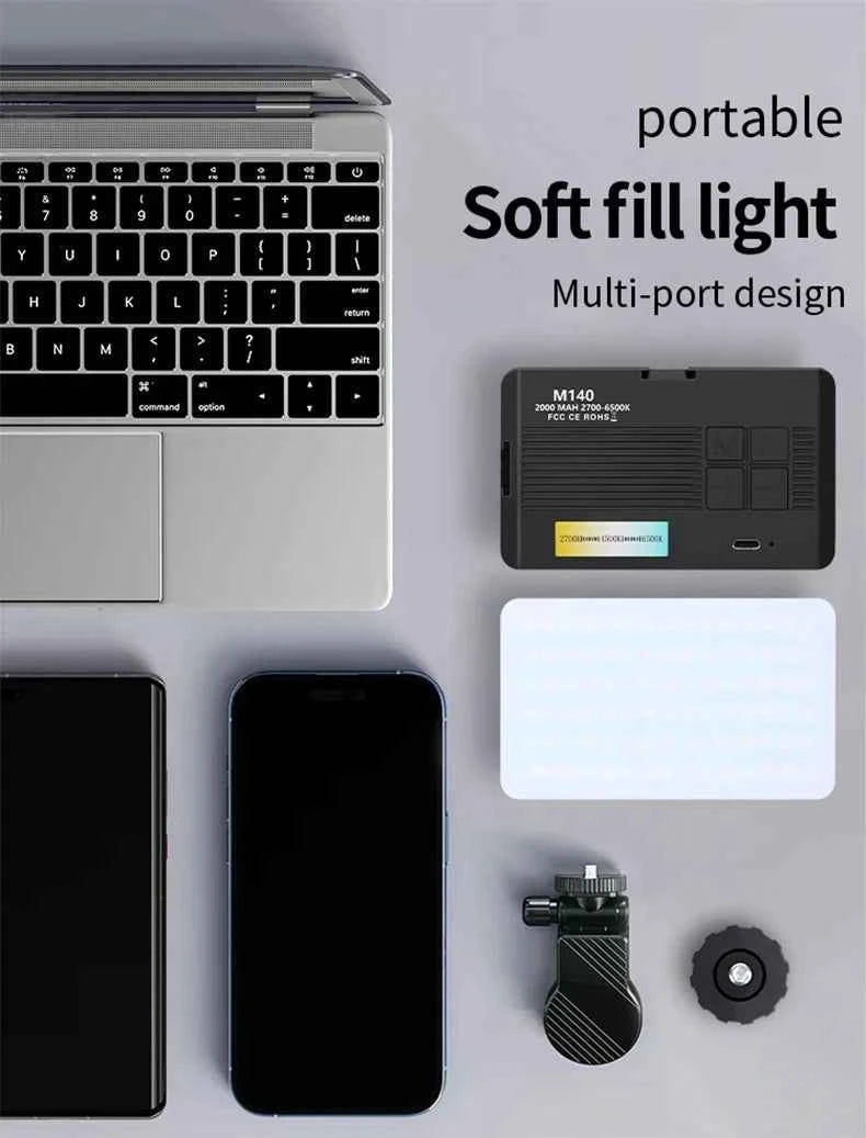 Rechargeable LED fill light 3 color temperature modes portable pocket light For cell phones laptops makeup youtube selfie videos