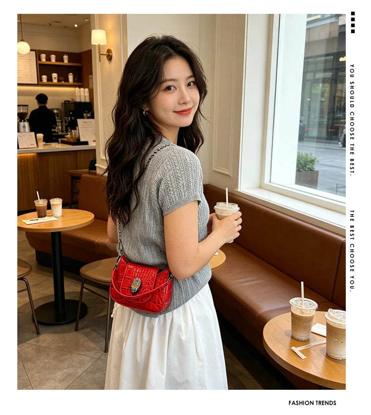 Best Superstar Show Original Diaper Bag, Retro Textured Leather, High-End Minimalist Crossbody Handbag For Party