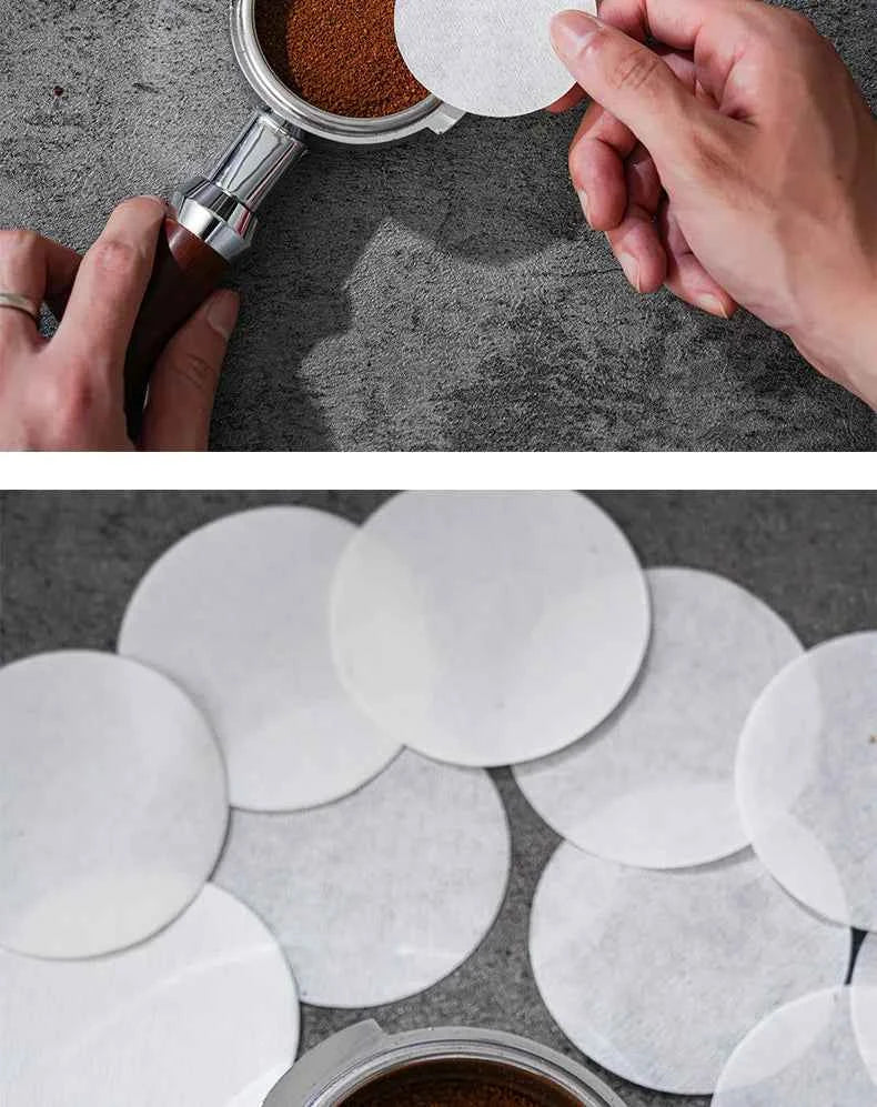 100 Pcs Coffee Paper Filter for Espresso Coffee Maker, 51/53/58mm Unbleached Espresso Filter Puck Screen Portafilter Paper