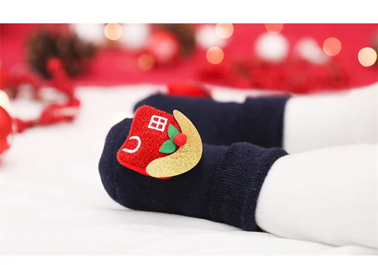 0-3Y Kids Christmas Anti-slip Long Socks For Girls Boys Winter Newborn Cotton Stocking Terry Thick Warm New Children Floor Sock