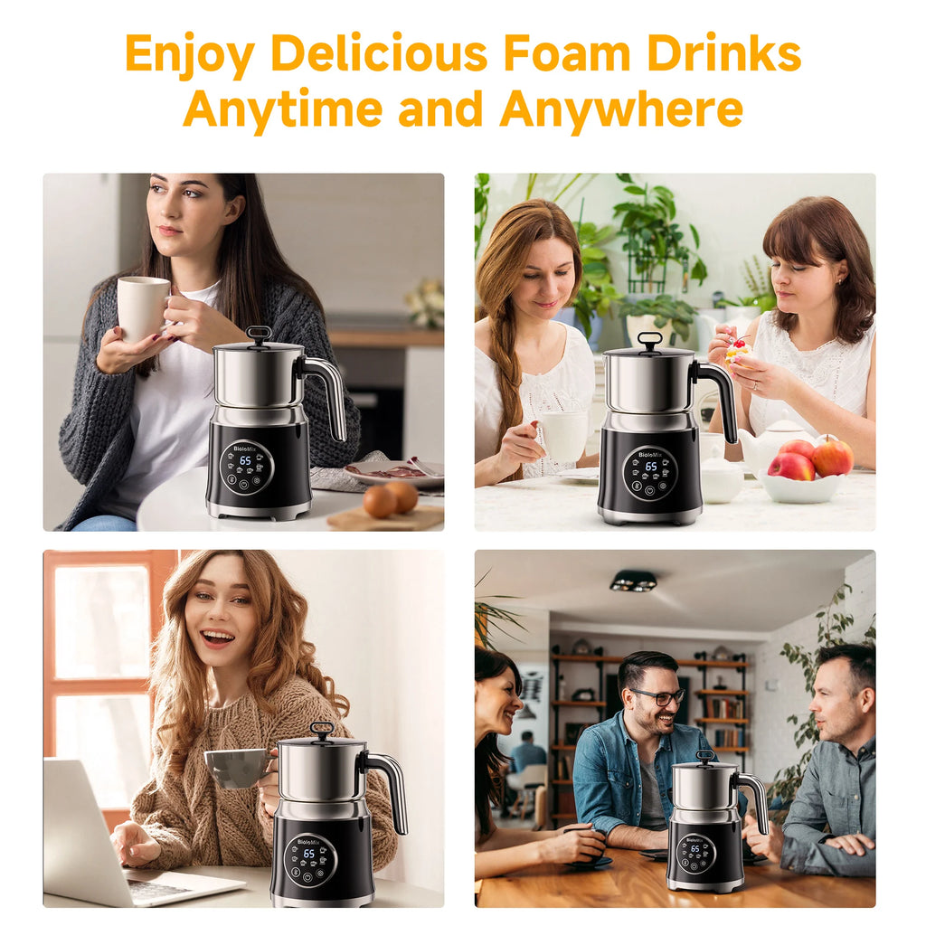 BioloMix 7-in-1 Steamer Detachab Electric Milk Frother Automatic Hot/Cold Foam Maker for Coffee, Hot Chocolate Dishwasher Safe