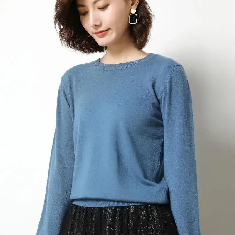 Women Sweaters 2026 O-neck Long Sleeve Autumn Winter Pullovers Fashion Korean Sweaters Bottoming Shirts Slim Knitwear Jumpers