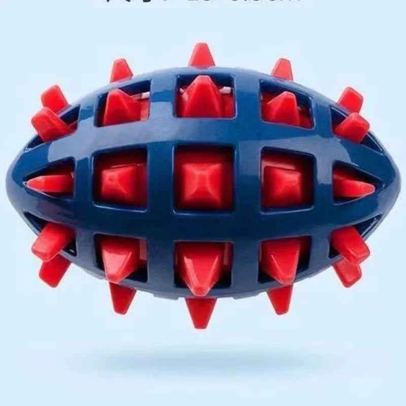 Rubber Rugby Dog Toy – Squeaky, Chew-Friendly Design