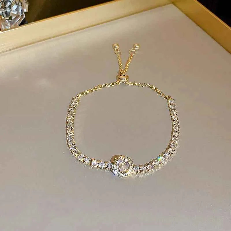 Wave Geometry Adjustable Bracelet Bangle Luxury Fashion Rhinestone Crystal Bracelets Women Wedding Wristband Jewelry