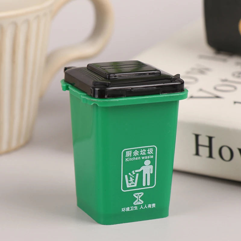 1:12 Dollhouse Furniture Toy Mini Trash Can Toy Garbage Truck Cans Curbside Vehicle Garbage Separation Bin Toys Kid Gift