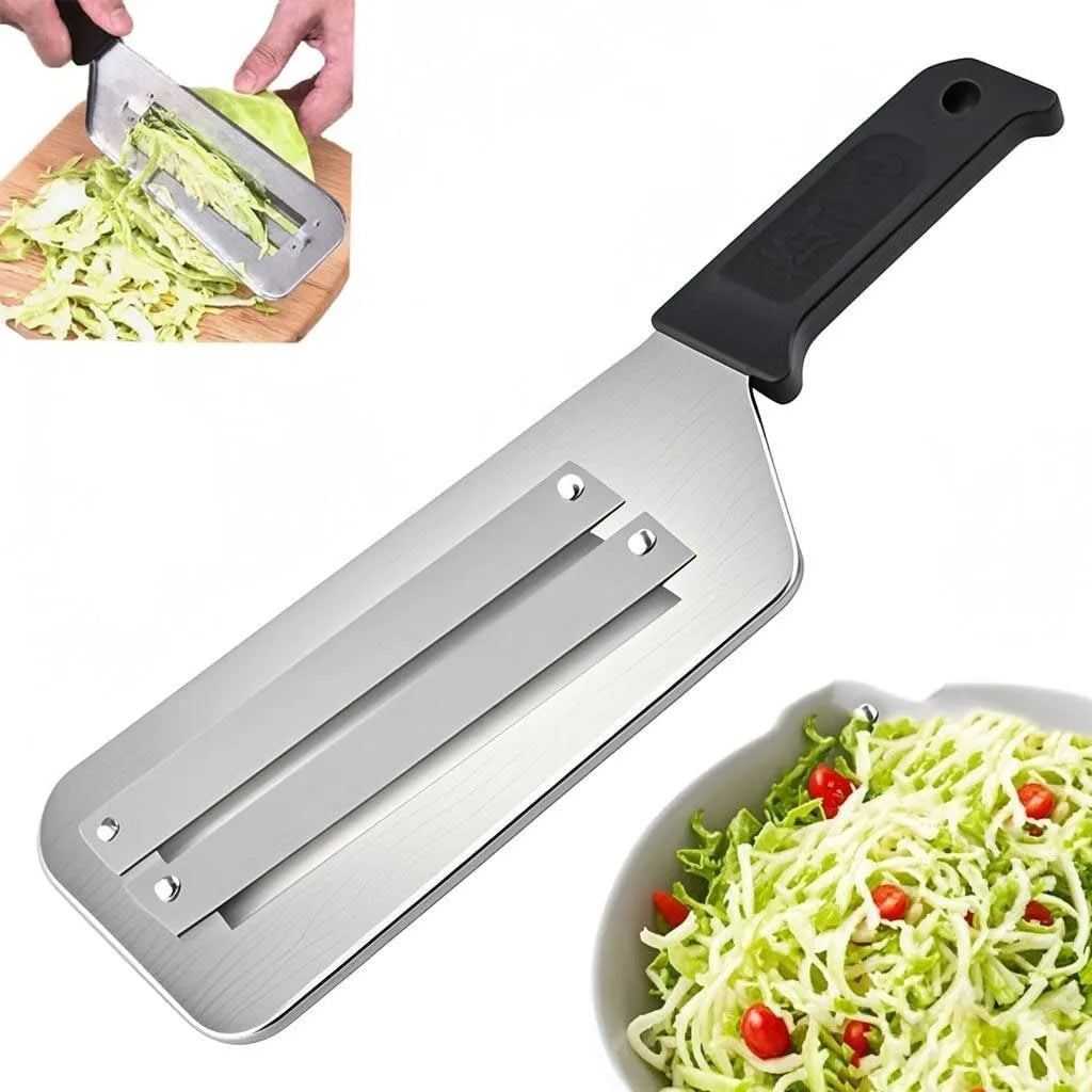 Stainless Steel Cabbage Chopper Black Kitchen Knife for Slicing Grating & Shredding - Sharp Blades Easy Clean Durable Ideal for Sauerkraut Coleslaw Vegetables