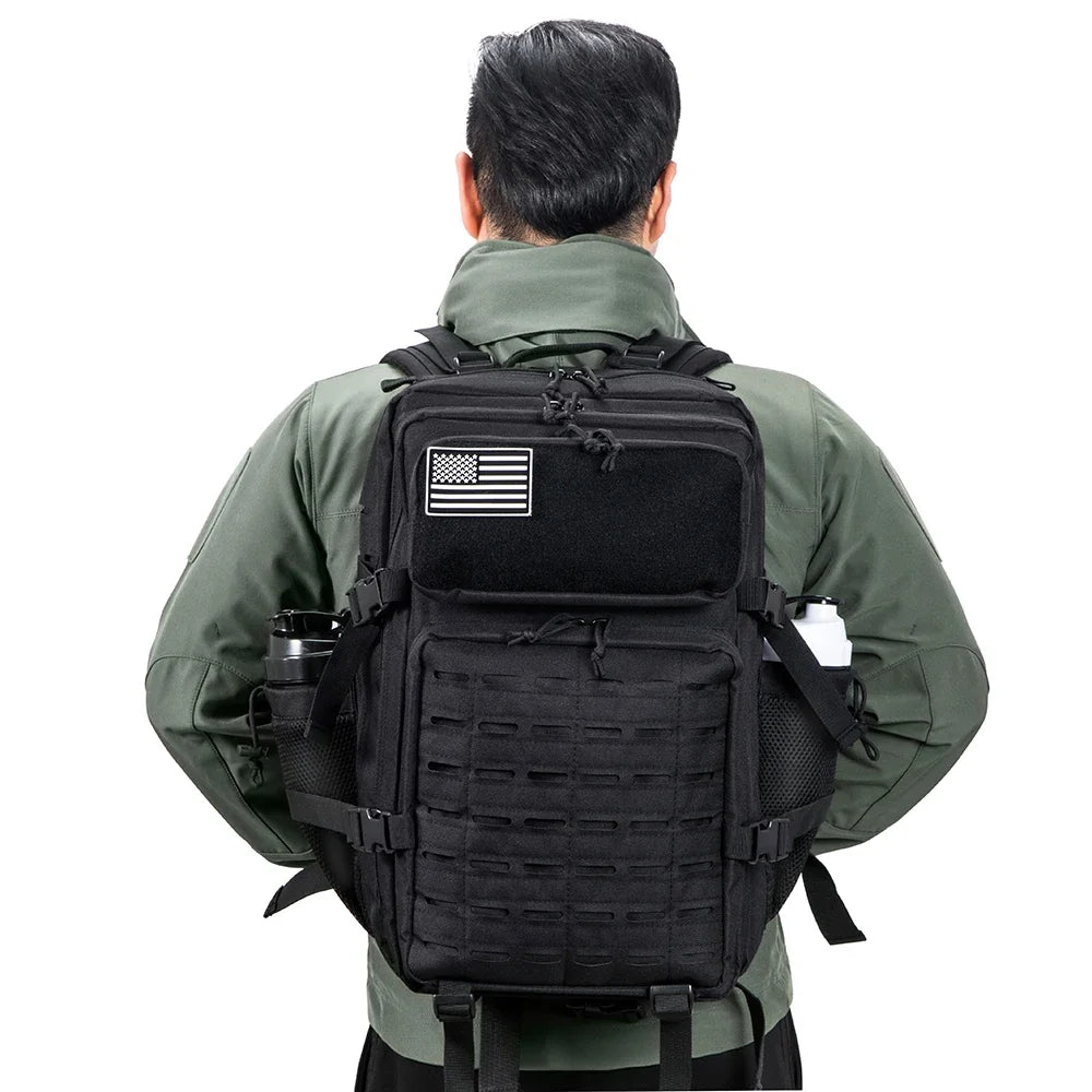 45L Men's Tactical Backpack with Double Cup Holder Hunting Backpack Outdoor Camping Gear Backpack Hiking Survival Backpack