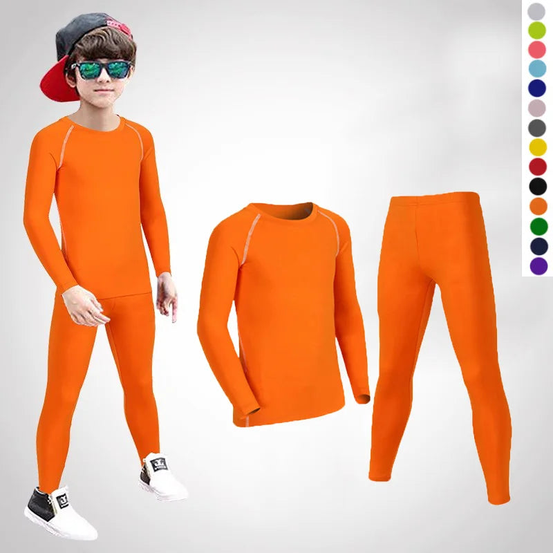 Kids Football Sets Children Boy Students Fitness Basketball Running Exercise Training Sports Soccer Top Shirt + Legging Pant M08