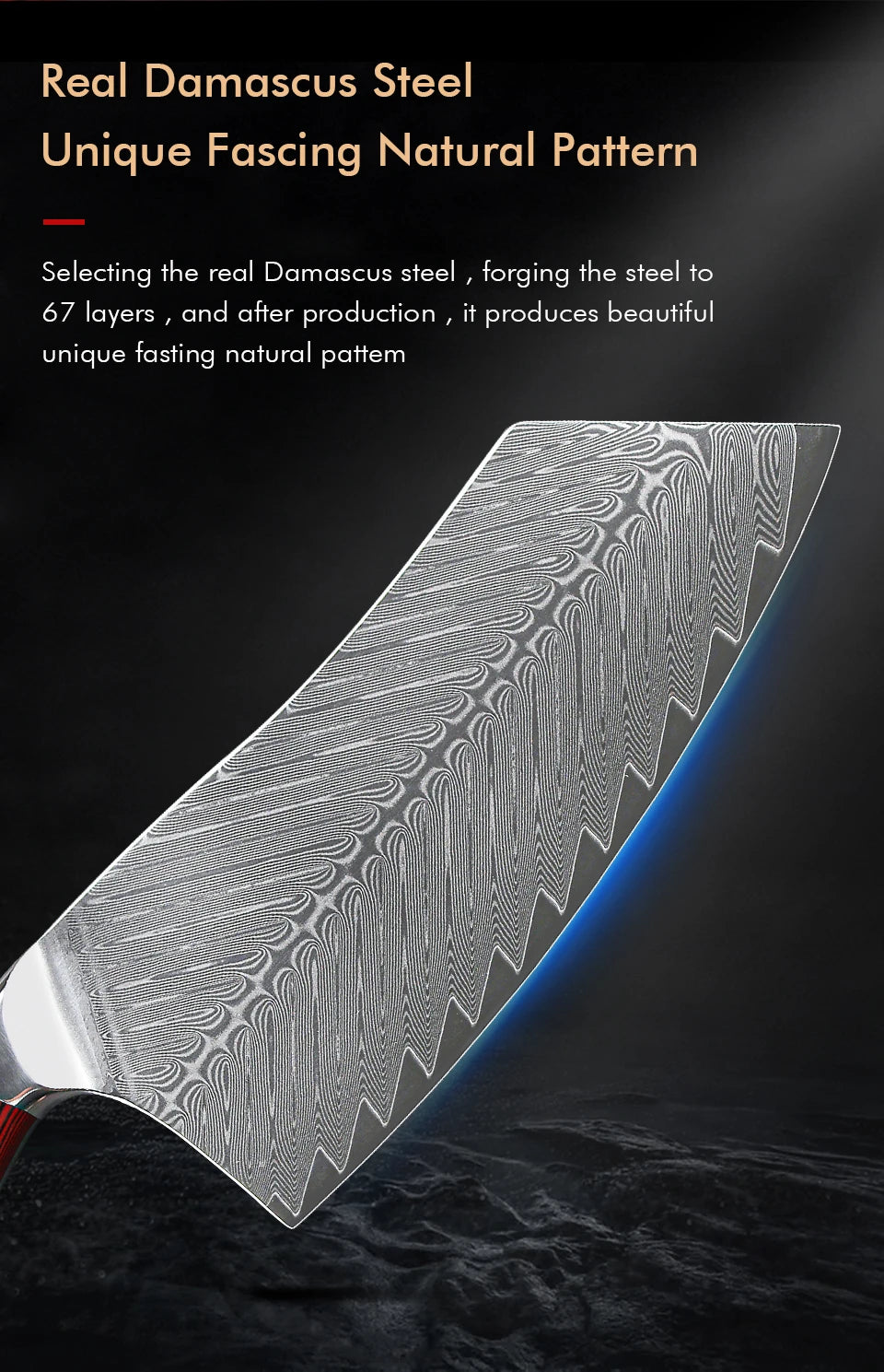 YIZEMA 7" Cleaver Knife Japanese Damascus Steel Sharp Meat Slicer Vegetable Chopper Kitchen High Quality Professional Chef Knife