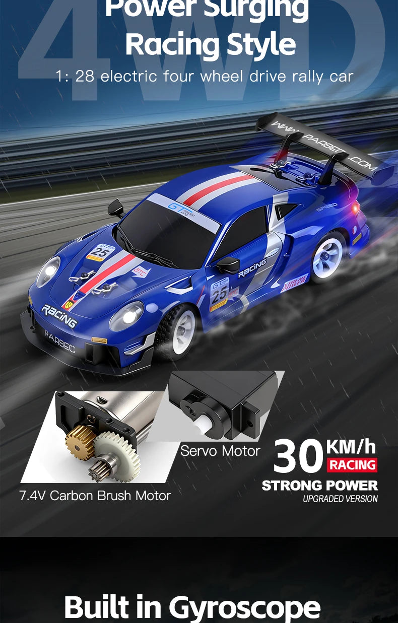 WLtoys 1/28 RC Drifting Car 284191 284019-A Upgraded Gyro 4WD High Speed Radio Control Model 2.4G Drift Racing Vehicle Mini Gift