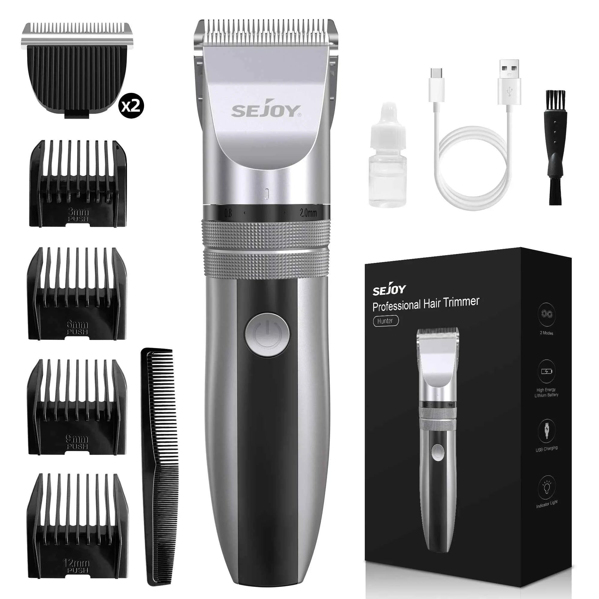 Sejoy Electric Hair Clippers Men Professional kit USB Rechargeable Men's Barber Hair Cutting Machine Beard Trimmer For Men Kids