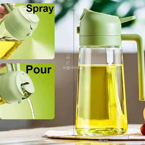 2-in-1 Plastic Oil Dispenser Sprayer 16oz Leakproof Olive Oil Bottle for Cooking Air Fryer BBQ  Picnic Kitchen Tools