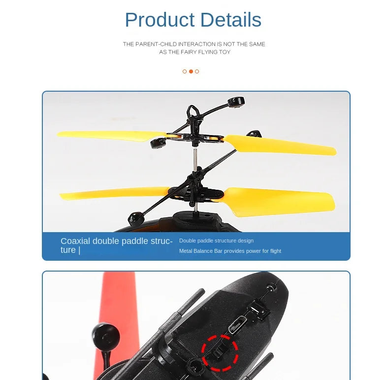 RC Helicopter 2CH Induction Remote Control Floating Airplane Gesture Control Aircraft Suspension Quadcopter with LED Kid Gift