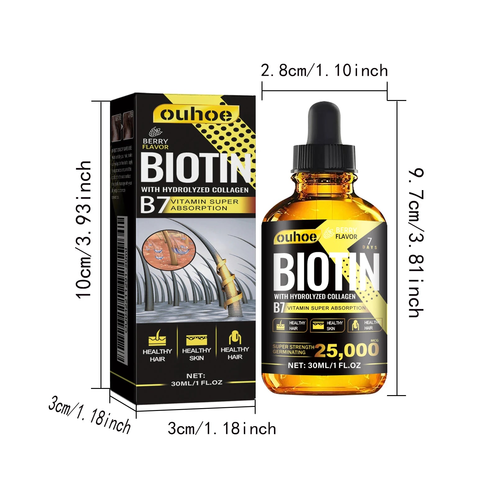 Biotin Hair Oil Collagen Scalp Serum Strengthening Treatment Natural Rosemary Ginseng Extract Thicker Volume Care For All Types