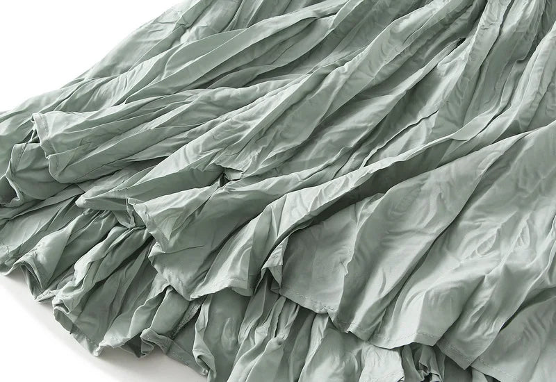 Light Luxury Irregular Slimming Pleated  A-line Skirt for Women High Waist Solid Color Loose Fashion Skirts Casual  Spring New