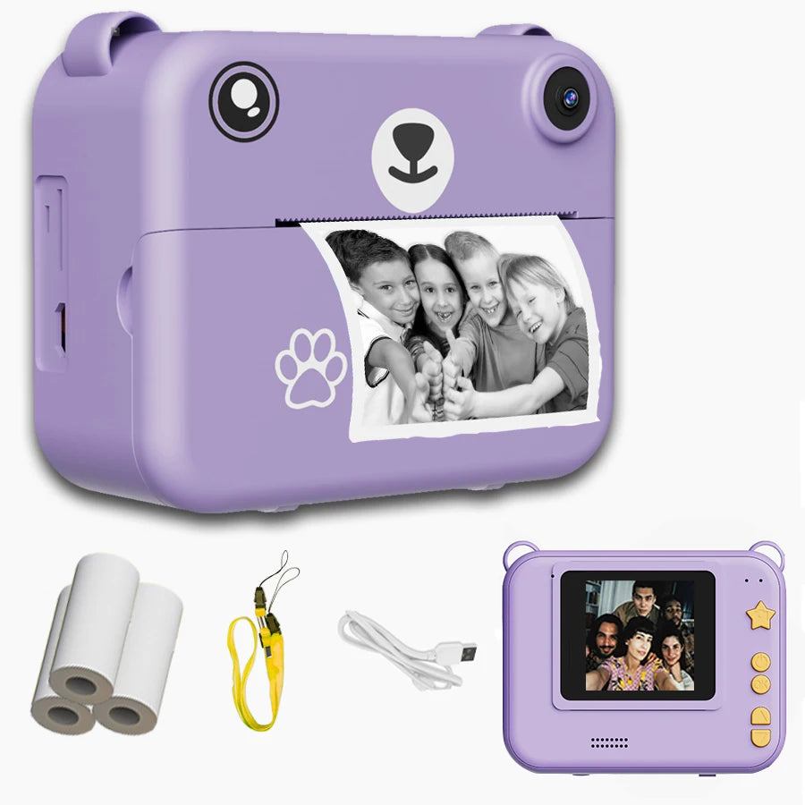 Kids Digital Camera Photography Instant Print Photo 1080P HD With Video Recorder Mini Thermal Printer Educational Birthday Gifts
