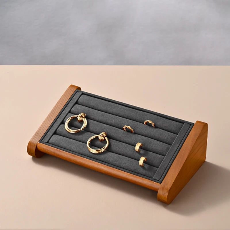 Oirlv Wooden Ring Jewelry Display Stand Jewelry Organizer Rack Earring Storage Rack Counter Ring Display Stand Ring Display Prop