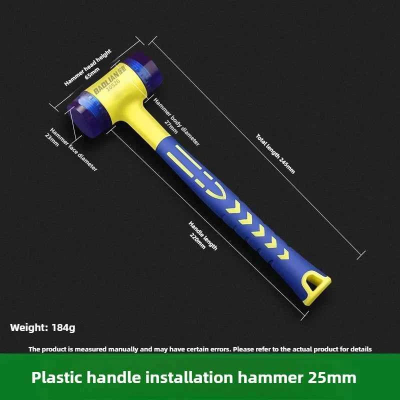 1 double headed installation hammer, 25mm to 45mm rubber hammer with rubber handle, detachable insulated installation hammer