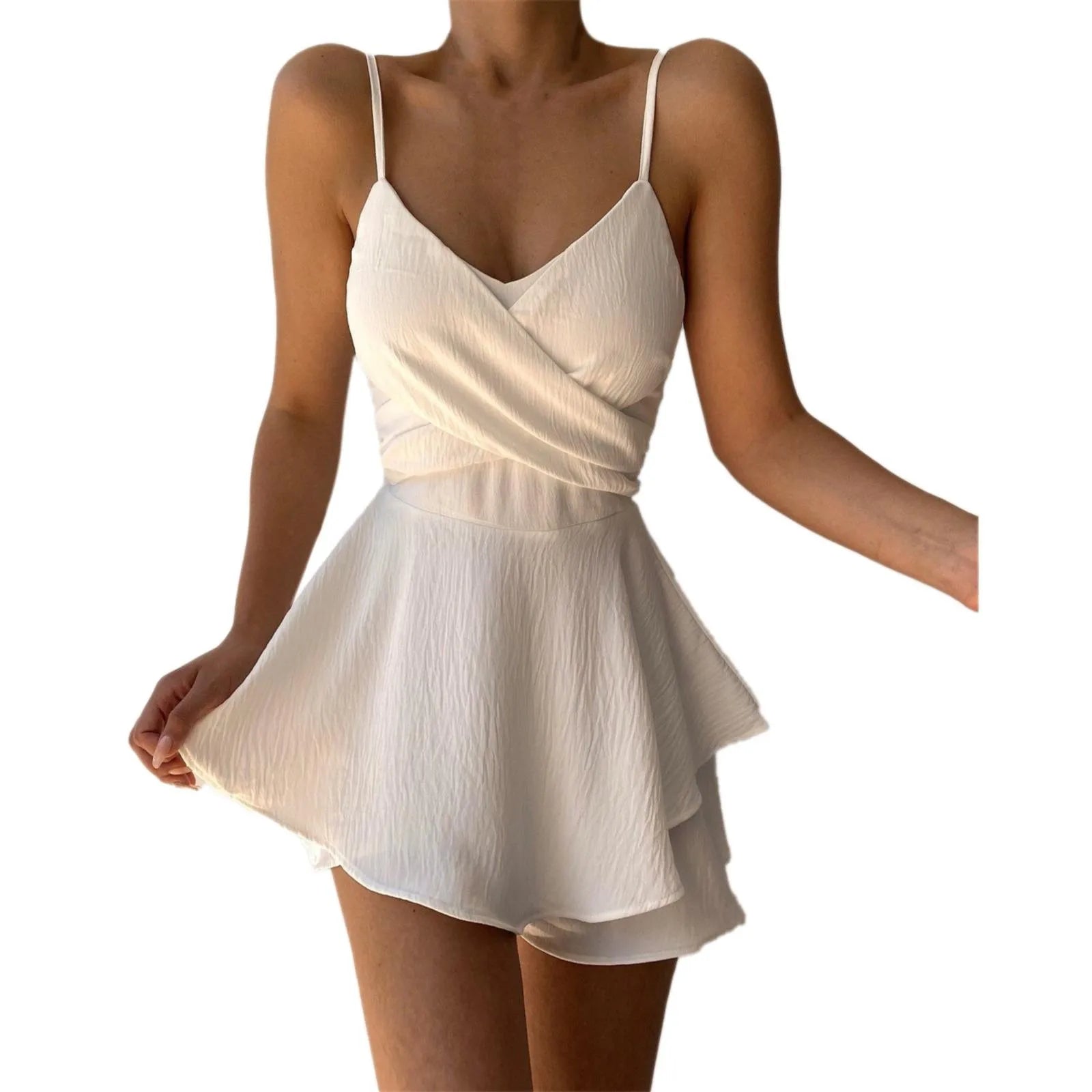 Robes d'été Tenues sexy 2023 Robes d'été sexy à bretelles de couleur unie grandes tailles Robes de plage décontractées vintage pour femmes