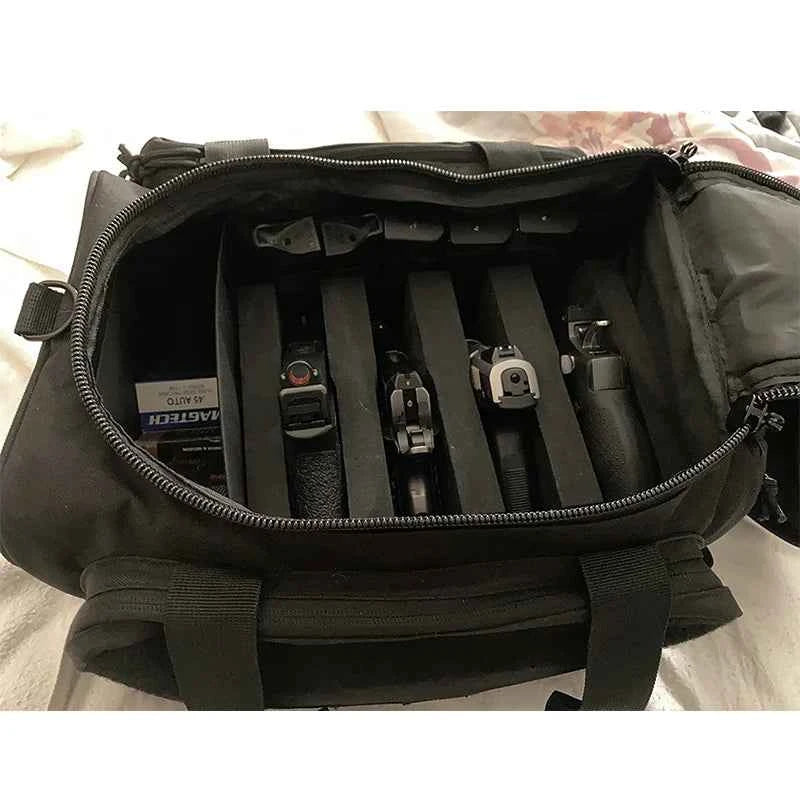 Gun Range Storage Bag Molle System Outdoor Hunting Accessory Nylon Gun Tactical Case Bags Pistol Tool Shoulder Pack Sniper Black