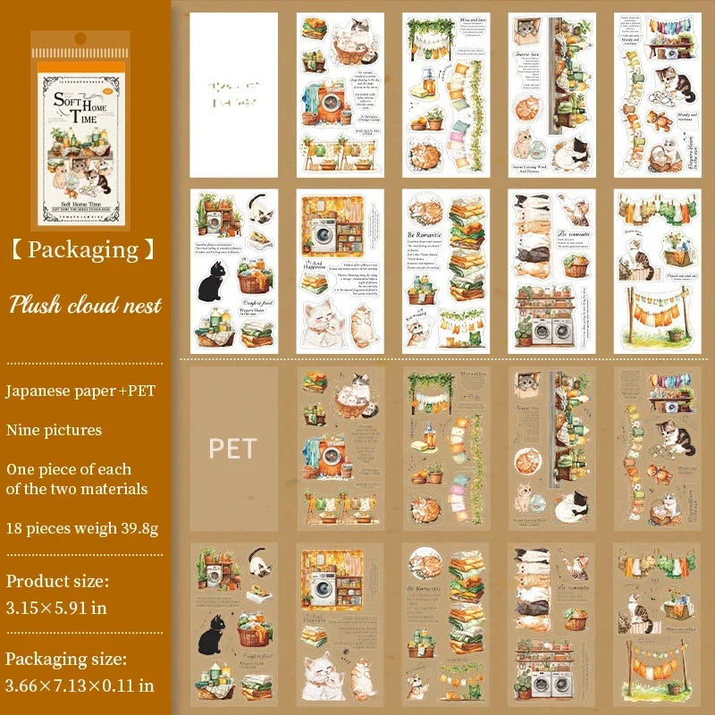 Homely Aesthetics 18 Exquisite Dual Material Die-Cut Stickers in 6 Home Decor Designs Soft  Time Series