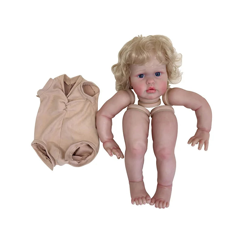 NPK 24'' Handmade High Quantity Unfinished Doll Parts with Hand Rooted Hair Ellie  Lifelike Reborn Doll Kit Painted Doll Kit