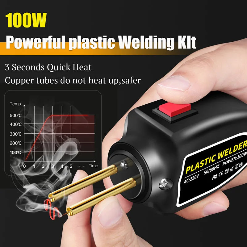 Mini 100W Plastic Welding Machine Plastic Welder Gun 200pcs Hot Stapler Bumpers Heat Gun Plastic Welder Soldering Repair Tools