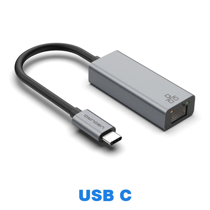 UGOURD 100Mbps 1000Mbps USB C Ethernet Adapter with Charge 100W USB3.0 2.5 Gigabit Network Card USB to RJ45 Lan Cable Converter