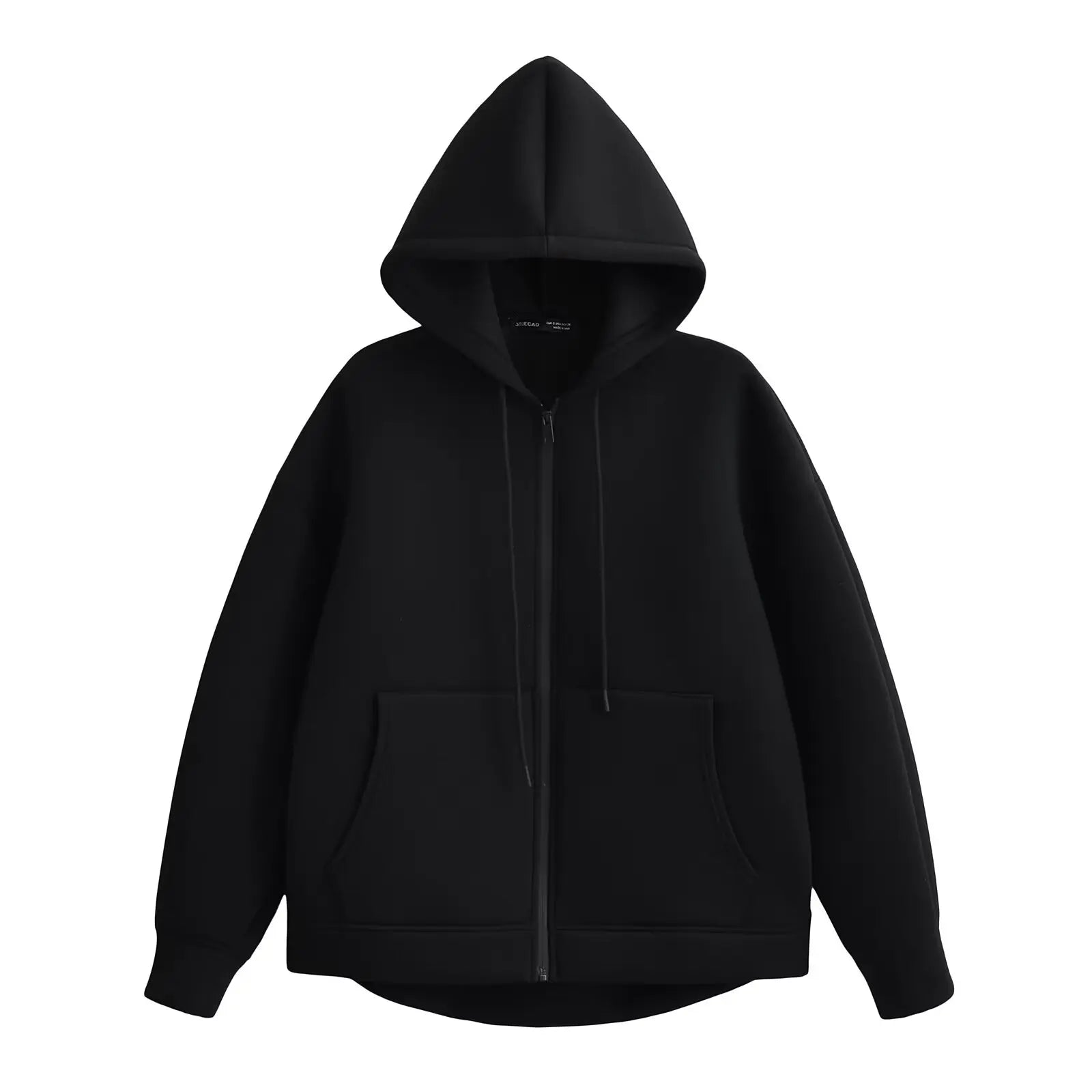 HH Winter New Women's Zipper Hoodie Coat High Street Double Pockets Jakcet Oversize Loose Sweatshirts Outerwear Top