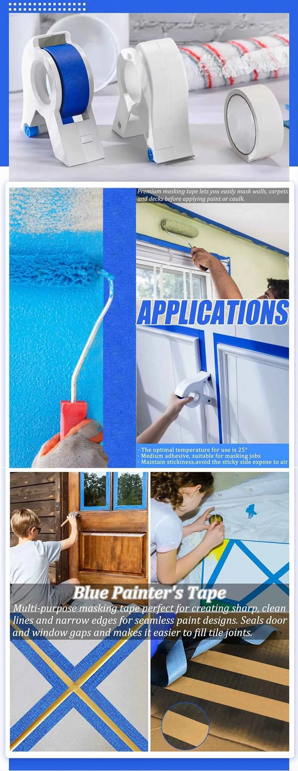 Painter Masking Tape Applicator Machine Tape to Repair and Beautify Cracks in Tiles Adhesive Tape with Tape Cutting Tool