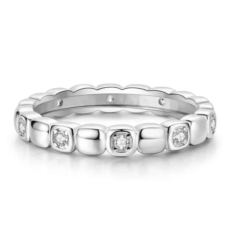 MISEFF Real 925 Sterling Silver Double Rings Simple Color Zircon Rings For Wedding Engagement Birthday Silver Jewelry Gift