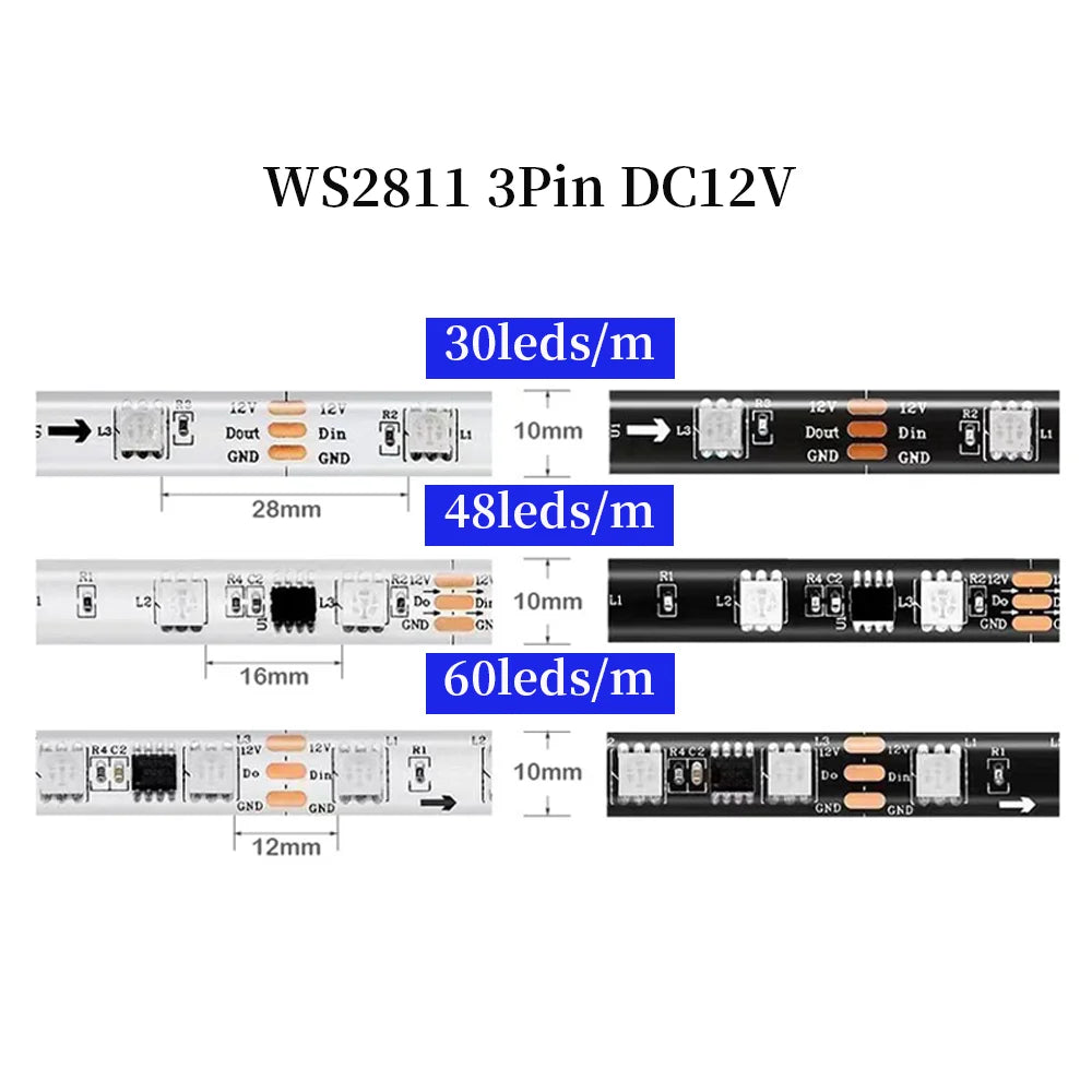 1-5M 144Leds/m WS2812B WS2813 WS2815 Led Strips 5050RGB Programmable Colored Running Flowing Led Strip Lights Led Ribbon DC5-12v