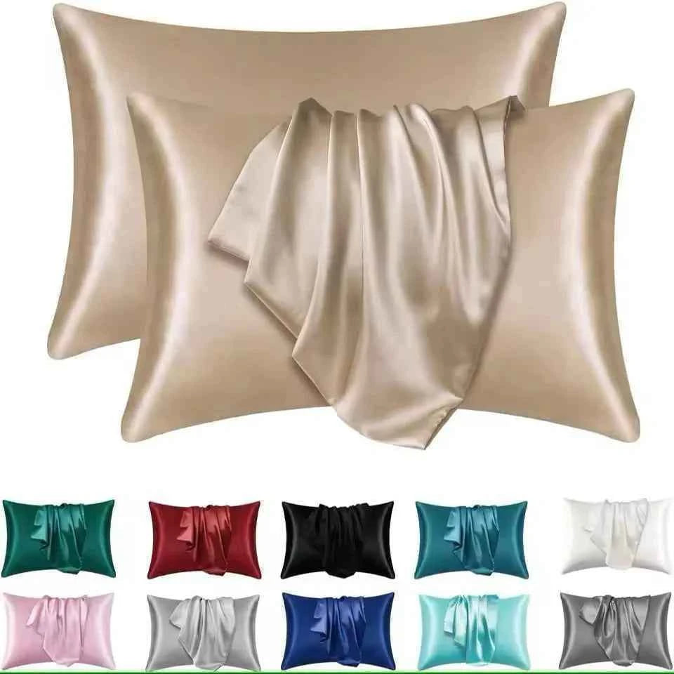 2pcs Satin Silk Pillowcase for Hair and Skin, Coral Pillow Cases Standard Size Set of Super Soft Pillow Case