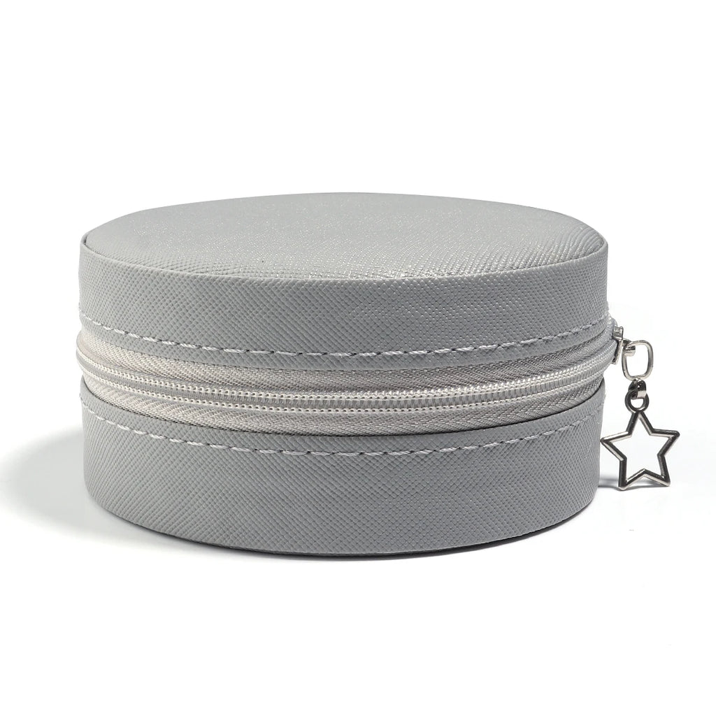 1 Pc PU Leather Jewelry Box Round Jewelry Organizer Case Multicolor Portable Necklace Earrings Rings Display Mini Storage Box