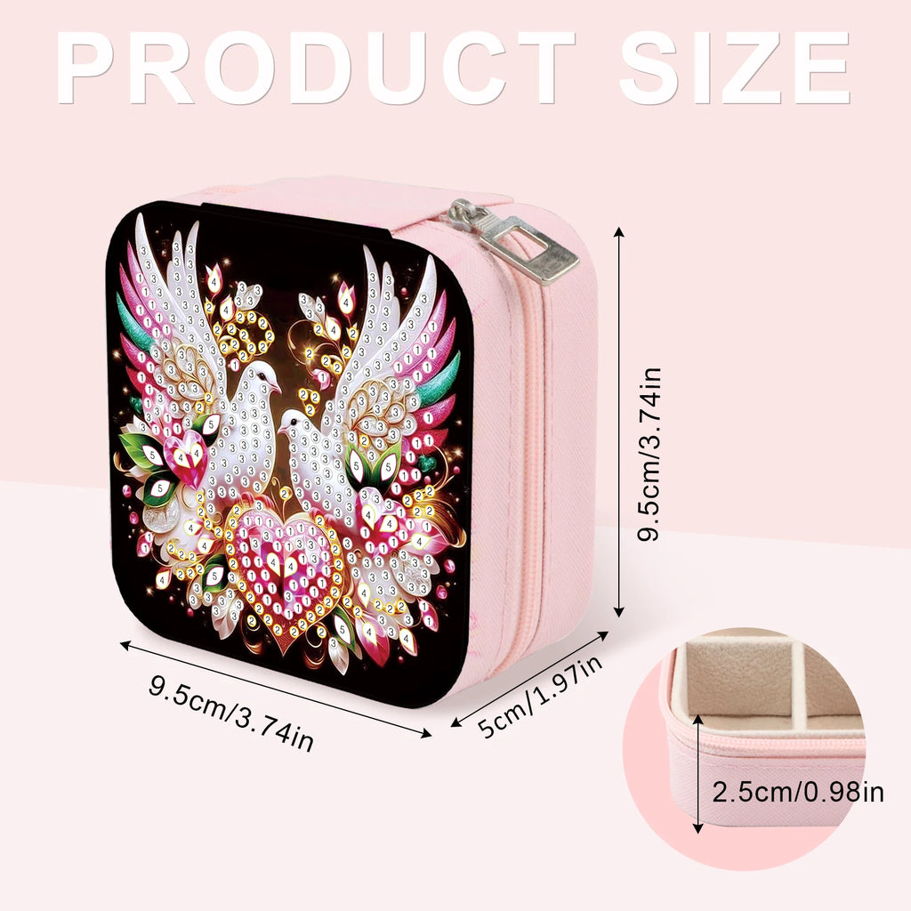 Diamond Art Painting Jewelry Organizer Box kit,DIY Pigeon Jewelry Box for Adults, Portable Jewelry Case Jewelry storage Gifts