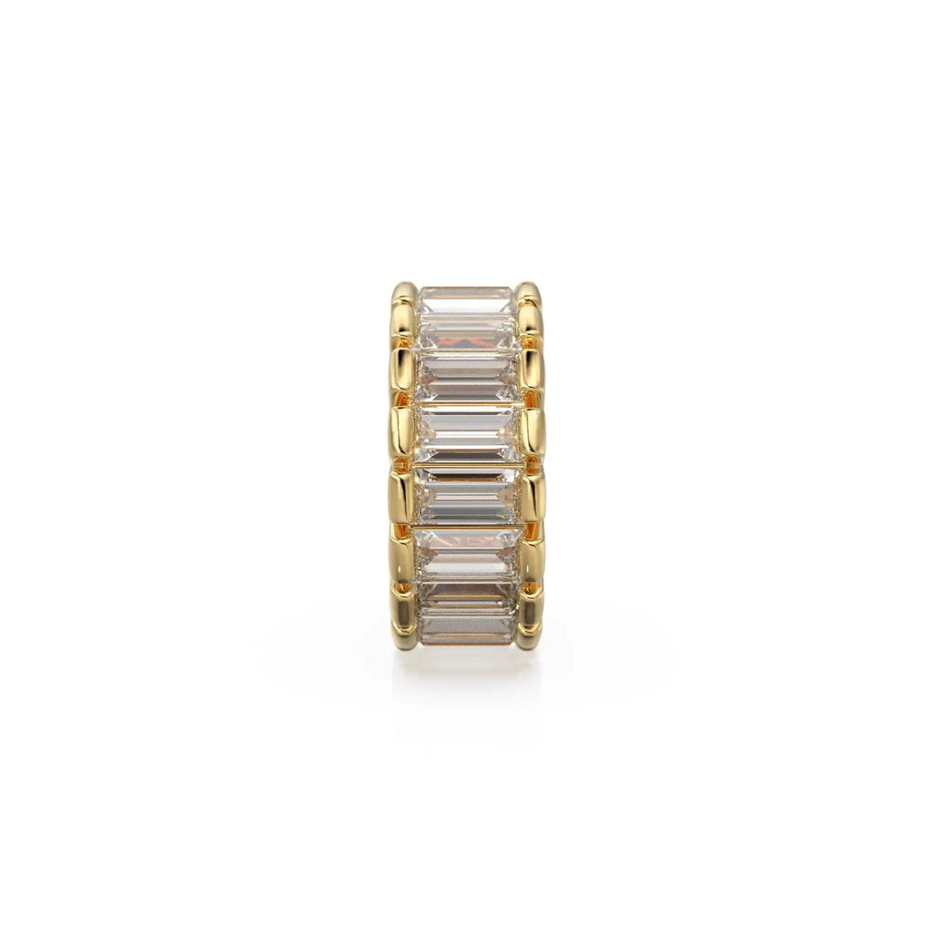 14k Real Baguette Diamond Gold Beads / Handmade Diamond Rondelle Bead / Diamond European Beads / Solid Gold Diamond Enhancer
