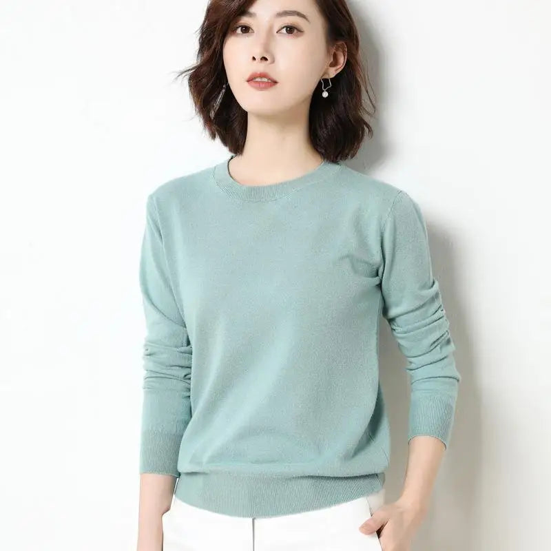 Women Sweaters 2026 O-neck Long Sleeve Autumn Winter Pullovers Fashion Korean Sweaters Bottoming Shirts Slim Knitwear Jumpers