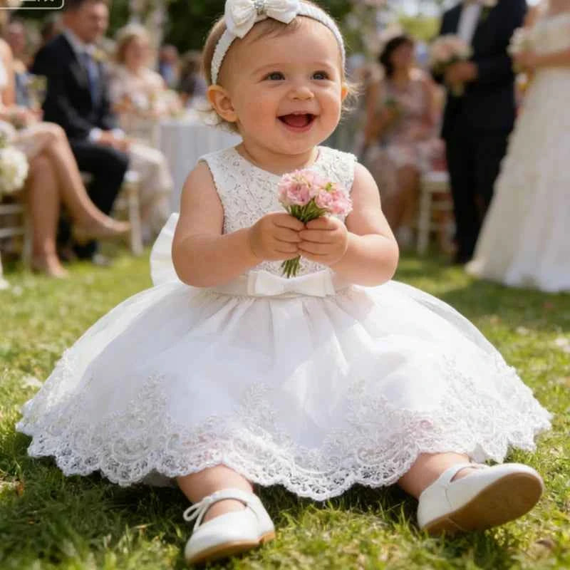 Newborn Baby Girls White Princess Christmas Dress Kids Dresses For Girls Baptism 1st Birthday Wedding Bridesmaid Infant Vestidos