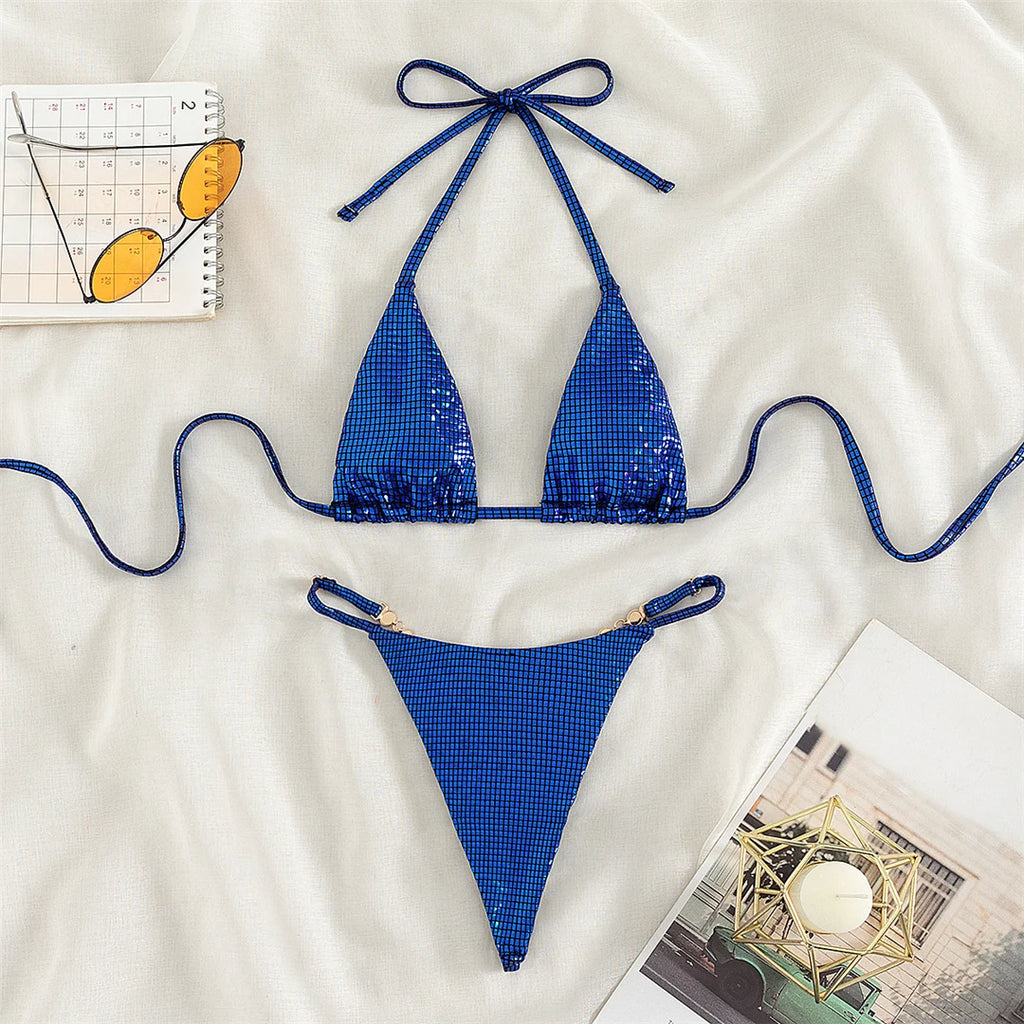 Sexy Diamond Extreme String Mini Micro Bikini Women Swimwear Female Swimsuit Two-piece Bikini set Bather Bathing Suit Swim V5180