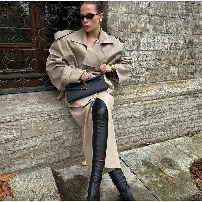 Cropped Lace-up Blue Casual Trench Coat Women Lapel Long Sleeve Wide Shoulder Windbreaker Jacket Fall Commute Daily Streetwear