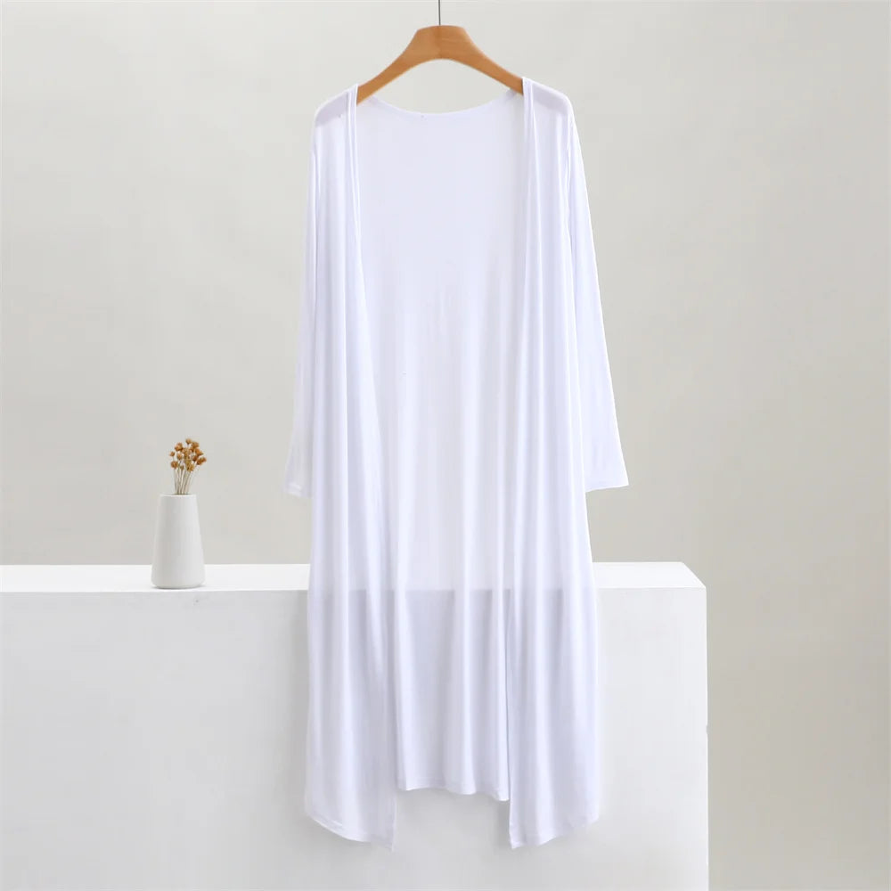 Summer Autumn 12 Colors Women Modal Long Cardigan Female Cotton Sweater Cardigans Long Sleeve Women Casual Coat Ladies Outerwear