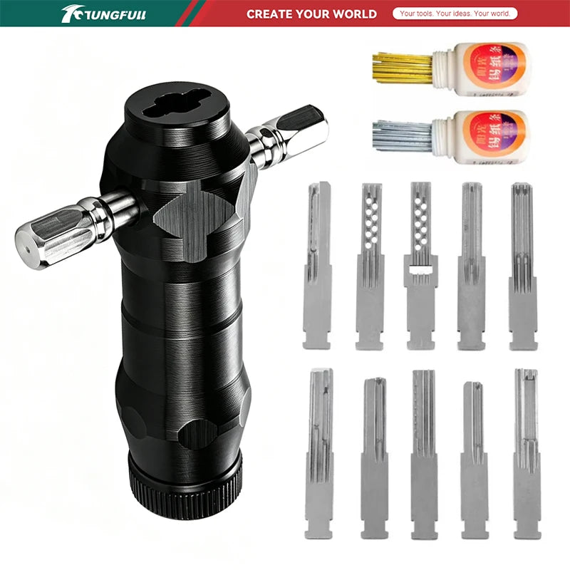 TUNGFULL Locksmith Tool Set Professional Lock Tools Kit T Handle Lock Repair Equipment For Technicians Lock Decoder Tool