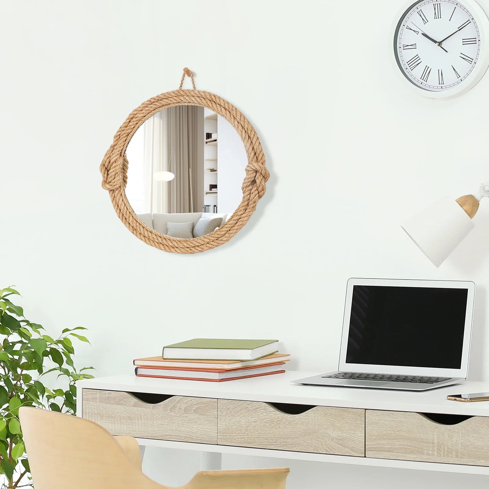 Home Decor Nordic hanging  mirror creative hanging wall sofa porch homestay style background wall decor makeup mirror